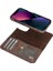 Apple iPhone 13 Pro Max Uyumlu Deri Cüzdanlı Kılıf F360 Tn3 Kahverengi 3