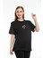 Argentum Look Kadın Siyah Koi Balığı Nakışlı %100 Pamuk Oversize T-Shirt 1