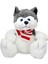 1030 Peluş Köpek Oturan Husky Atkılı 30 cm 1