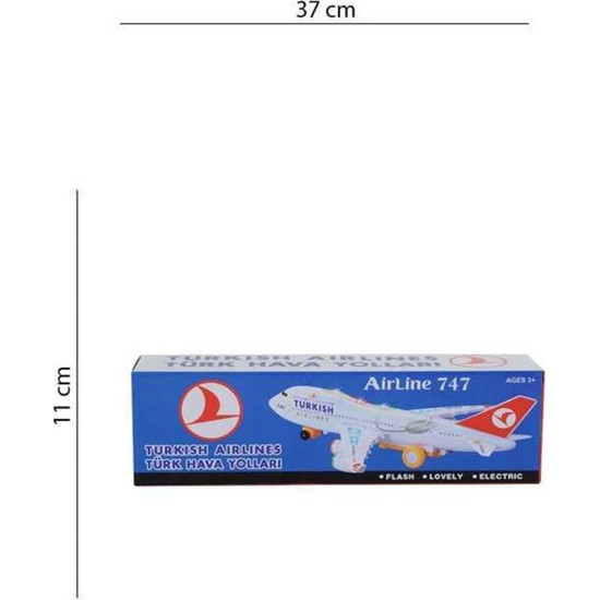 Batoys Pilli Işıklı Türk Hava Yolları Yolcu Uçağı 35 cm