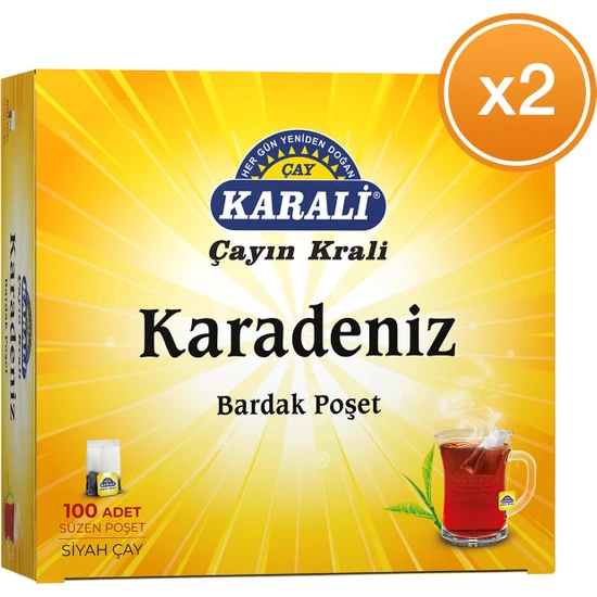 Karali Çay Karadeniz Bardak Poşet Çay 100'lü x 2 Paket