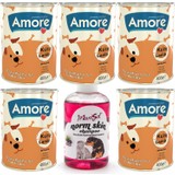 Amore Kuzu Parça Etli Köpek Konserve Chunks 5 x 400 gr + Koyu Tüylü Köpek Şampuanı 200 ml