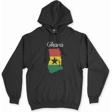 Cix Cix Almanya Haritalı ve Bayraklı Siyah Kapşonlu Sweatshirt Hoodie