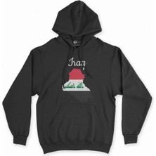 Cix Cix Iran Haritalı ve Bayraklı Siyah Kapşonlu Sweatshirt Hoodie