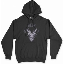 Cix Cix Deer Geyik Siyah Kapşonlu Sweatshirt Hoodie