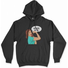 Cix Cix Girl Power Siyah Kapşonlu Sweatshirt Hoodie