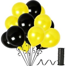 Bal10 Dünyası Sarı - Siyah Metalik Balon 20 Adet