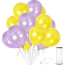 Bal10 Dünyası Lila-Sarı Metalik Balon 25 Adet