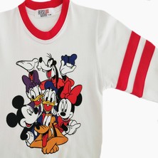 Berselüx Disney Baskılı Kız-Erkek Çocuk  Bisiklet Yaka Beyaz Penye Sweatshirt ()