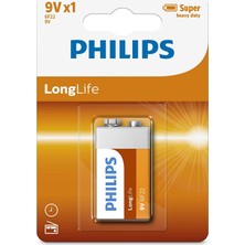 Philips 6F22L1B/05 9V Battery Long Life Zinc Chloride Pil (X20 Adet)