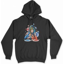 Cix Cix Dj Dövmeli Kız Siyah Kapşonlu Sweatshirt Hoodie
