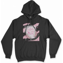 Cix Cix K-Pop Kulaklık Tasarımlı Siyah Kapşonlu Sweatshirt Hoodie