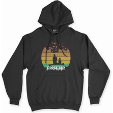 Cix Cix Baba Oğul Balıkçılık Siyah Kapşonlu Sweatshirt Hoodie