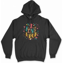 Cix Cix I Love K Pop Siyah Kapşonlu Sweatshirt Hoodie