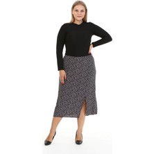 Myline Arka Beli Lastikli Yırtmaçlı Etek