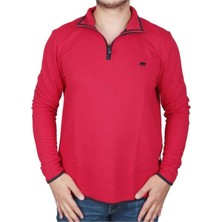 Bad Bear Erkek Kırmızı Backup Half Zip Sweatshirt Bisiklet Yaka Rahat Kesim Sezonluk