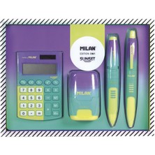 Milan 6350SNY Compact Sunset Kare 4lü Yeşil-Sarı Hesap Makineli Hediye Set