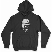 Cix Cix Charlie Chaplin Şapkalı Siyah Kapşonlu Sweatshirt Hoodie