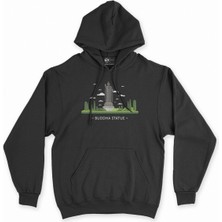 Cix Cix Büyük Buda Heykeli Siyah Kapşonlu Sweatshirt Hoodie