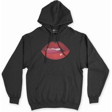 Cix Cix Dudak ve Dil Siyah Kapşonlu Sweatshirt Hoodie