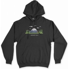 Cix Cix Fuji Dağı Siyah Kapşonlu Sweatshirt Hoodie