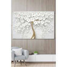 Hediyeler Kapında 100X140 Dekoratif Beyaz Gelincik Duvar Kanvas Tablo