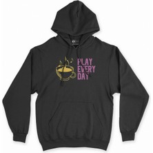 Cix Cix Pembe Play Every Day Siyah Kapşonlu Sweatshirt Hoodie