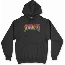 Cix Cix Spiderman Maceraları Siyah Kapşonlu Sweatshirt Hoodie