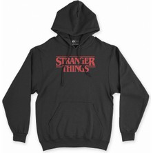 Cix Cix Kırmızı Stranger Things Siyah Kapşonlu Sweatshirt Hoodie