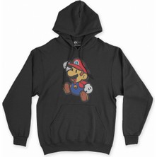 Cix Cix Süper Mario Siyah Kapşonlu Sweatshirt Hoodie