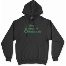 Cix Cix Words Fail Music Speaks Siyah Kapşonlu Sweatshirt Hoodie