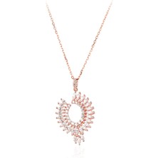 Diversity Jewelry Kadın Gümüş Rose Taşlı Kolye