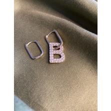 Diversity Jewelry Kadın Taşlı Gold B Harfi Küpe