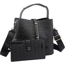 Just Polo Kilit Detaylı Kadın Kartlık ve Omuz Çanta Kombini MDS4002-1001