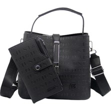 Just Polo Kilit Detaylı Kadın Kartlık ve Omuz Çanta Kombini MDS4002-1001