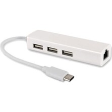 Keepro Type-C USB 3.1 To Ethernet Lan Adaptör + 3 Port USB 2.0 Hub