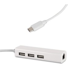 Keepro Type-C USB 3.1 To Ethernet Lan Adaptör + 3 Port USB 2.0 Hub