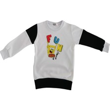 Berselüx Süngerbob Baskılı Kız-Erkek Çocuk  Beyaz Bisiklet Yaka Penye Sweatshirt ()