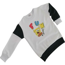 Berselüx Süngerbob Baskılı Kız-Erkek Çocuk  Beyaz Bisiklet Yaka Penye Sweatshirt ()