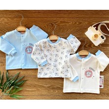 Renkli Puset 3'lü Penye Bebek Üst Hırka Takım Aslan Pembe Mavi Kahverengi