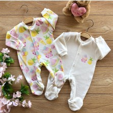 Renkli Puset 2'li Penye Bebek Tulum Takım Cupcake