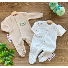 Renkli Puset 2'li Penye Bebek Tulum Takım Puan Pembe Kahverengi