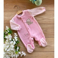 Renkli Puset Kadife Bebek Tulum Ayı Tavşan Ekru Pembe Mavi
