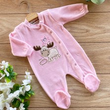 Renkli Puset Kadife Bebek Tulum Ekru Geyik Ekru Pembe Mavi