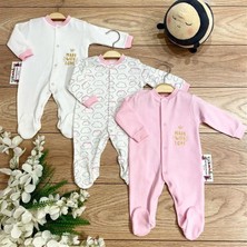 Renkli Puset 3'lü Penye Bebek Tulum Takım Bulut Mavi Pembe Kahverengi