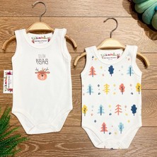 Renkli Puset 2'li Penye Bebek Askılı Body Zıbın Takım Çam Ağaçları