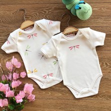 Renkli Puset 2'li Penye Bebek Kısa Kollu Body Zıbın Takım Yusufçuk
