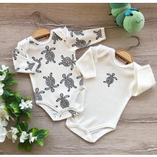 Renkli Puset 2'li Penye Bebek Uzun Kollu Body Zıbın Takım Kaplumbağa