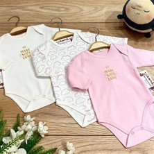 Renkli Puset 3'lü Penye Bebek Uzun Kollu Body Zıbın Takım Bulut Pembe Mavi Kahverengi