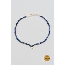 So CHIC Çiçek Figürlü Lapis Taşlı 14 Ayar Altın Bileklik